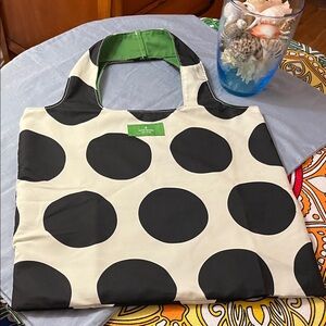 Kate Spade Black and Cream Dot Tote w/ Green Lining